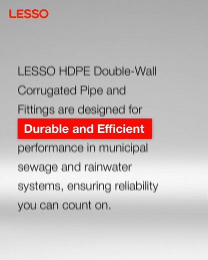 Strong foundations keep every city running. LESSO HDPE Double-Wall Corrugated Pipe and Fittings are built for durable and efficient performance, ensuring steady flow and lasting reliability in sewage and rainwater systems. These pipes combine strength and flexibility in every connection, taking on tough conditions to meet the needs of different projects. At LESSO, we believe progress begins with quality, helping cities move forward and communities grow stronger. #LESSO #LESSOSolutions #Pipes #Mu