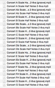 12 2-octave Maj. Scales in Half Notes MP3 Practice Tracks (Distance Learning)