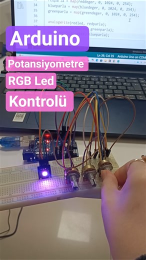 Arduino - Potansiyometre RGB Led Kontrolü 🚦#arduino #rgbled #potansiyometre