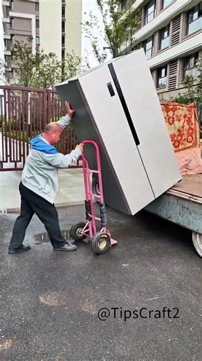 The trolley acts as a "cushion" to prevent the refrigerator from being bumped when unloaded