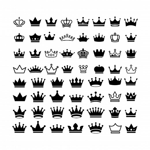 Crown Icons Vector Set | Royal King, Queen Designs (svg, Eps, Ai, Jpg) - Etsy