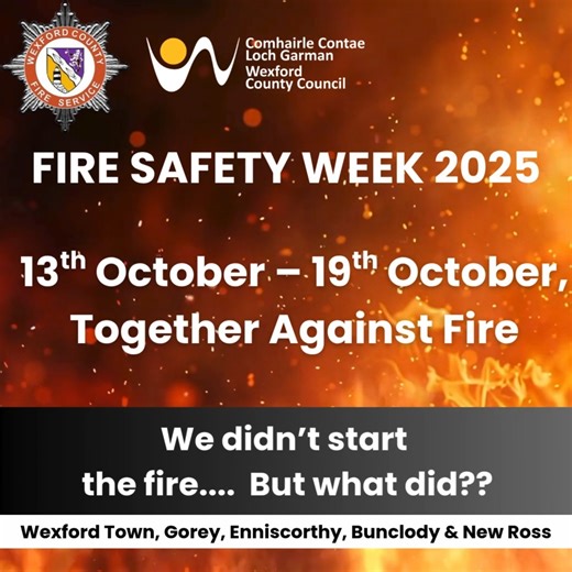 National Fire Safety Week 2025 launches today. The theme this year is: ‘Together Against Fire’ This year for Fire Safety Week our focus will be on Community Fire Safety, highlighting the importance of looking out for one another and supporting the most vulnerable members of our community. People will be encouraged to increase their awareness of home fire safety by carrying out routine Fire Safety Checks and following the STOP Fire steps to safeguard their homes. For more fire safety tips check o
