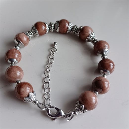 Blue Lace Agate Beaded Bracelet, Rhodium Plated Stainless Steel, Calming Stone Jewelry - Etsy