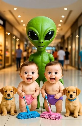 Adorable Twin Babies & Alien Dance Craze! 👽😂 #shorts