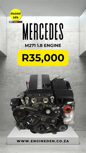 Mercedes M271 1.8 Engine (2002–2011, Petrol, DOHC 16V, W203 C-Class, 122–194 HP) – R35,000 Precision-built and performance-tested, the Mercedes M271 1.8 engine is a reliable replacement for the W203 C-Class range. Offering smooth power delivery and proven engineering, it’s an ideal fit for workshops and rebuild specialists seeking genuine performance value. 📩 Enquiries & orders: https://linktr.ee/engineden (Prices exclude VAT. E&OE. T&Cs apply.) Engine Den – Your source for quality engines and 