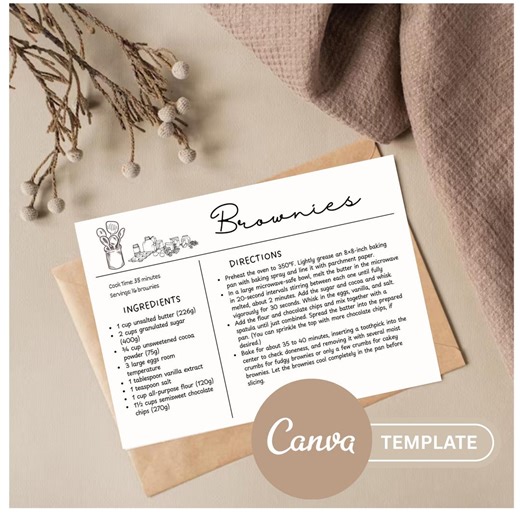 EDITABLE Recipe Card Template | Instant Download | Personalized Recipe Card | Minimalist Recipe Card Printable | Farmhouse Recipe Cards - Etsy