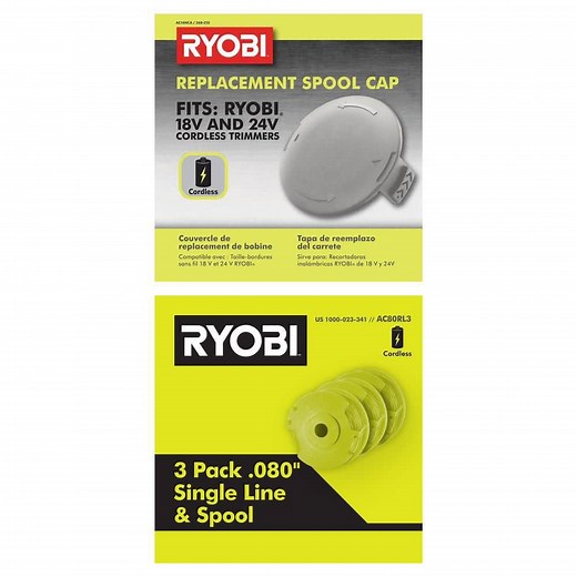 RYOBI ONE  Spool Cap and Replacement Twisted 0.080 in. Auto Feed Line Spools (3-Pack) - The Home Depot