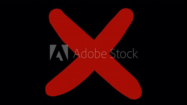 A smooth red X mark appearing on screen with three speeds and over varying backgrounds (black, white, green).