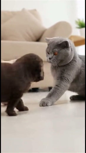 Đàn chó con chơi với mèo cưng | The puppies are playing with their pet cat. #thucung #funny