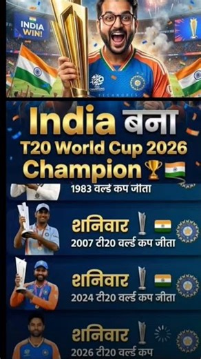 India won the world cup 2026 T20 #india #cricket #cricketlover #ytshorts #trendingshorts
