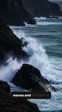 Mysterious island hidden in mist, glowing ancient