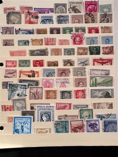 Vintage Argentina Stamp Collection Page | República Argentina Used Postage Stamps | International Philately Lot - Etsy