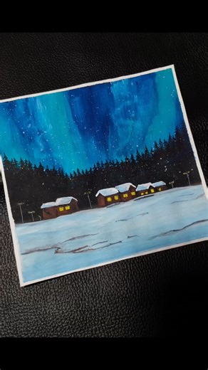 easy winter painting #amazing snow night painting #easy art&craft