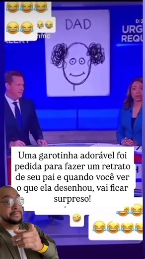 Emmanuel Presley | Conteúdo Viral on Instagram: "😂🖍️ Quando o retrato falado fica bom… bom demais! Essa menina foi considerada perdida, e os policiais pedem pra ela fazer algo simples: 👉 desenhar o pai. Ninguém estava preparado para o resultado. O estúdio inteiro cai na risada quando o desenho aparece na TV… e a reação fica ainda melhor quando mostram a foto real do pai logo depois 🤡🤣 O detalhe do cabelo então… parece até caricatura, mas é idêntico! 💭 Prova de duas coisas: 1️⃣ criança fala