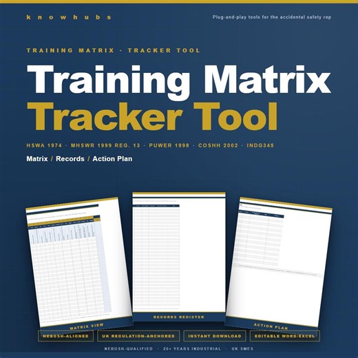 UK Training Matrix Excel Tracker Tool | NEBOSH Aligned Mhswr Reg 13 H&s | Indg345 Multi-tab Workbook RAG Dashboard | Instant Download - Etsy