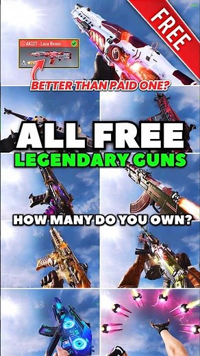 All Free Mythic & Legendary guns in CODM