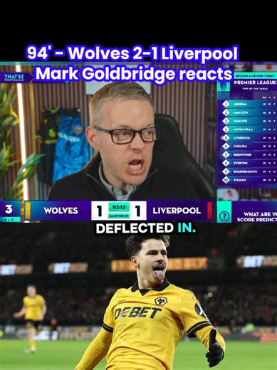 Mark Goldbridge Reacts to Wolves' Last-Minute Victory Over Liverpool
