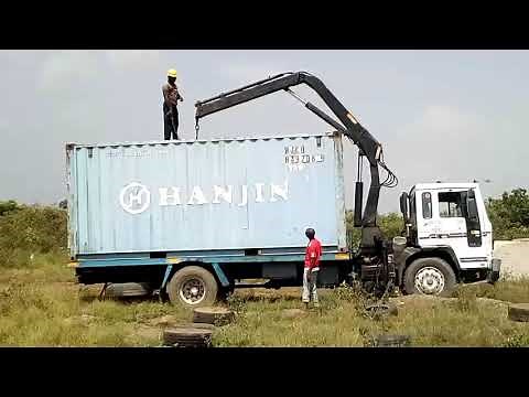 How your 20ft shipping container is moved using a Hiab Crane truck | Shipping container relocation