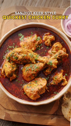 Your Food Lab on Instagram: "Some recipes don’t just fill your stomach, they fill your heart & this Sanjyot Keer-style instant chicken curry is exactly that! ❤️ One of the quickest recipe to make at home! 🥰 Trust me, ek bite mein hi dil khush ho jayega, bilkul zabardast dish 🤤 Comment “Curry” & i will share the full recipe in your DMs ❤️"