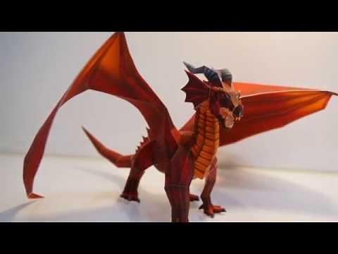 Papercraft Red Dragon Build video ペーパークラフト レッドドラゴン 龍