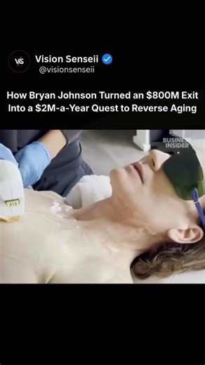 Vision Senseii on Instagram: "Bryan Johnson made $800 million selling Braintree to PayPal. But instead of retiring… he turned himself into a science experiment. He now spends $2 million every year on “Project Blueprint” — a radical anti-aging protocol involving 100+ supplements, hyper-precise medical tests, a vegan diet, and a full-time team of doctors. His obsession: keeping the body of an 18-year-old for as long as humanly possible. Whether he’s crazy or a pioneer — the world is watching. #Bry