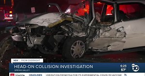 3 taken to hospital after Spring Valley head-on collision