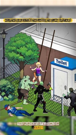 HELP THE GIRL EXTEND THE LADDER TO CLIMB UPSTAIRS