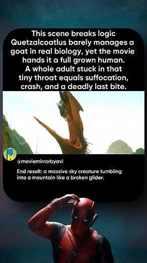 The Most Unreal Scene in Jurassic World: Rebirth (2025) This scene makes no sense biologically. Jurassic World: Rebirth goes full fantasy here. Quetzalcoatlus lifting a man effortlessly ignores its real lift limit of 10-15 kg. Quetzalcoatlus has the wingspan, but not the strength or throat capacity for a human-sized meal. One wrong gulp and it turns from apex predator to choking hazard in seconds. #jurassicworldrebirth​ #quetzalcoatlus​ #dinosaurfacts​ #moviebreakdown​ #movielogic​ #jurassicworl