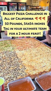 332K views · 4.3K reactions | Tag your squad! The biggest deliverable pizza in the world is also the biggest pizza challenge in California. To have 2 hours. Could you do it? #pizza #foodchallenge #eatingchallenge #eating #pizzaparty #pizzalover #cheesy #carbs #winners #teamwork #foodies #trysomethingnew #losangeles #teamchallenge #bigback #cheatmeal #foodfinds | Freak Eating | Facebook