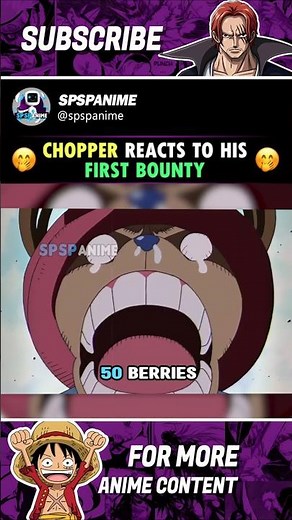Chopper reacts to his first Bounty #onepiece #onepieceedit