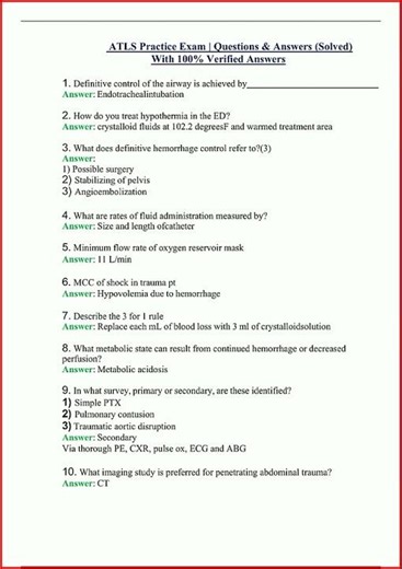 Atls Practice Exam Questions Answers Solved With 100 Verifieupdate video