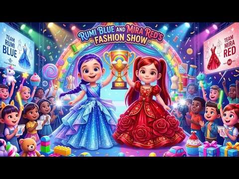 😱💙Rumi & Mira Fashion Show! Red vs Blue Dress Up Challenge 🎵 Kids Song 👗✨