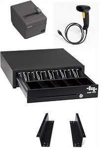 EOM-POS Square-Compatible POS Hardware Bundle: Cash Drawer, Receipt Printer, Barcode Scanner, Mounting Brackets