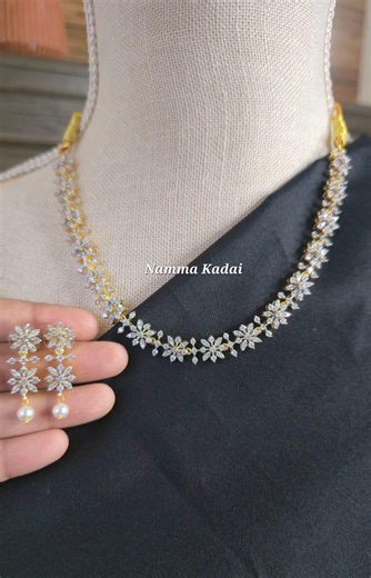 Indian Jewelry Set DIAMOND FINISH NECKLACE White Stone Minimalist Party Wear - Etsy