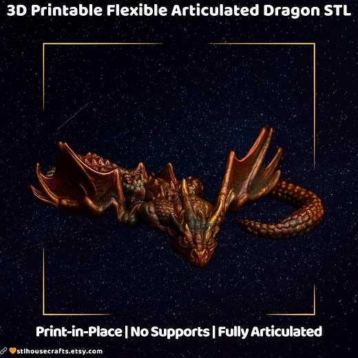 Articulated Dragon STL: Poseable 3D Printable Model (digital Download) - Etsy