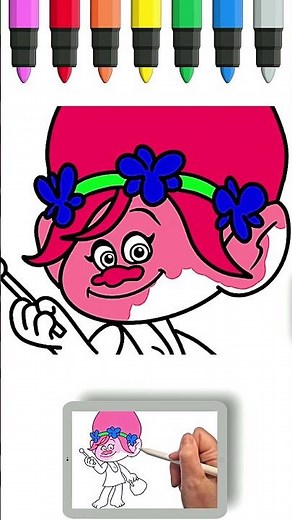 Drawing Poppy Cartoon Character from Trolls Cartoon #coloringpages #drawingforkids #fortoddlers