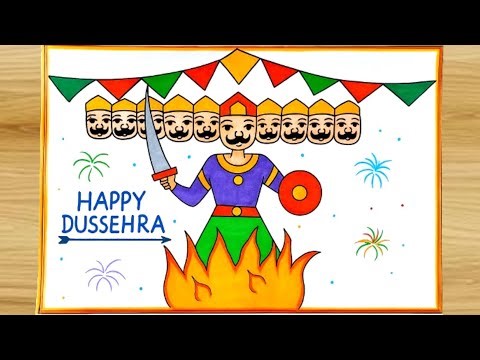 How to draw Ravan / Easy Ravan Drawing / Dussehra Drawing / Happy Dussehra / Dussehra Scene