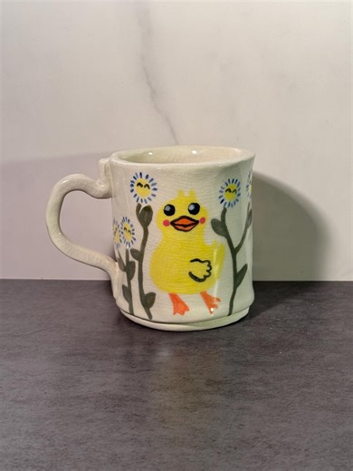 Kawaii Duck Mug – Handmade Ceramic Mug With Flowers (pre-order Commission) - Etsy