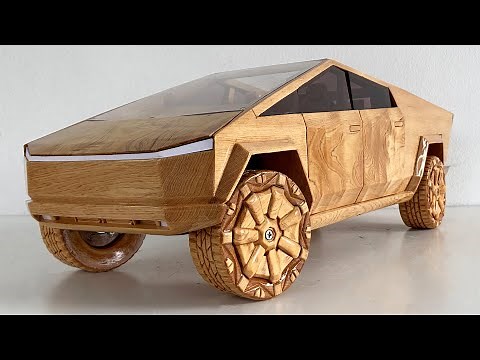 Wood Carving - Tesla Cybertruck (Tesla Truck) - Woodworking Art