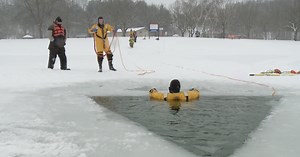 Winter weather training helps fire department prepare for cold water rescues