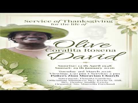 Service Of Thanksgiving for The Life Of Olive Coralita Rosena David