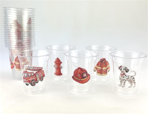 Firefighter Party Cups 24ct - Fire Truck Birthday Cups, Fireman Party Theme, Plastic Drink Cups, Kids Firetruck Tableware - Etsy