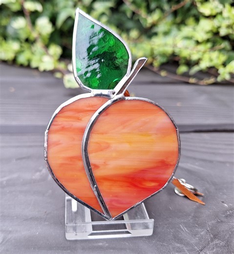 Stained Glass Peach Shaped Sun Catcher/window/mirror/wall Decoration - Etsy UK