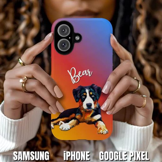 Custom Dog Photo Art Phone Case | Your Personalized Pet iPhone 17, Samsung Galaxy, Google Pixel - Etsy