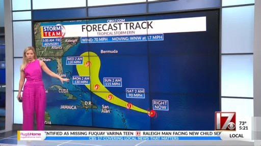 Tropical Storm Erin Nearing Hurricane Status