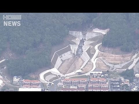 Check dam after a heavy rainfall in Hiroshima.