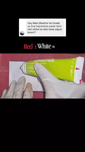 Dr. Nikita Mittal 👩🏻‍⚕️🦷 on Instagram: "📌 THUMB RULE (SAVE THIS 🔥) 🌡️ Hot / humid climate ➕ Add slightly more RED (faster set) ❄️ Cold climate ➕ Add slightly more WHITE (more working time) ❌ Common mistakes • Excess paste on slab • Fixed ratio in all weather • Overmixing beyond color uniformity ✅ How to correct • Dispense only what is required • Modify ratio slightly, not drastically • Stop mixing once homogeneous 💡 Clinical insight Perfect ZOE impressions depend more on mixing technique 