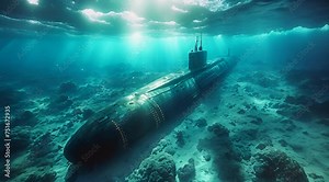 the submarine lies at the bottom of the ocean