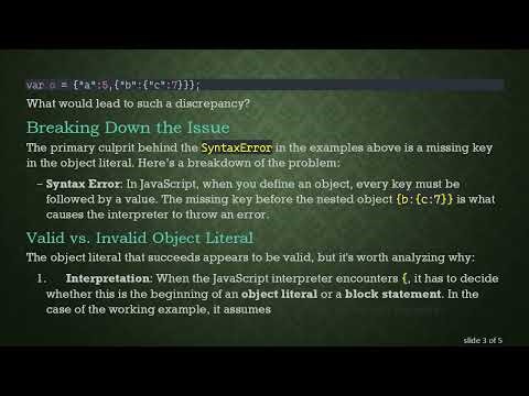 Understanding SyntaxError: Unexpected token in JavaScript Object Literals