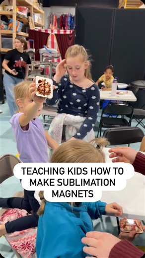 A fun little craft project just in time for their winter break! ❄️ ☃️ Today we taught 18 kids how to make sublimation magnets for their home fridge! They chose the cutest images, too! 🌲 ❄️ ⛄️ We revisited sublimation and they remembered exactly how the process worked and the steps to ensuring they get a clean transfer of ink onto their wooden magnet blank! These kids are pros already. 🙏🏽🥳🙌🏽 BIG THANKS to: @gainesvillecircuscenter @childrenalachua #craftygeminiyouthempowermentstudio #crafty